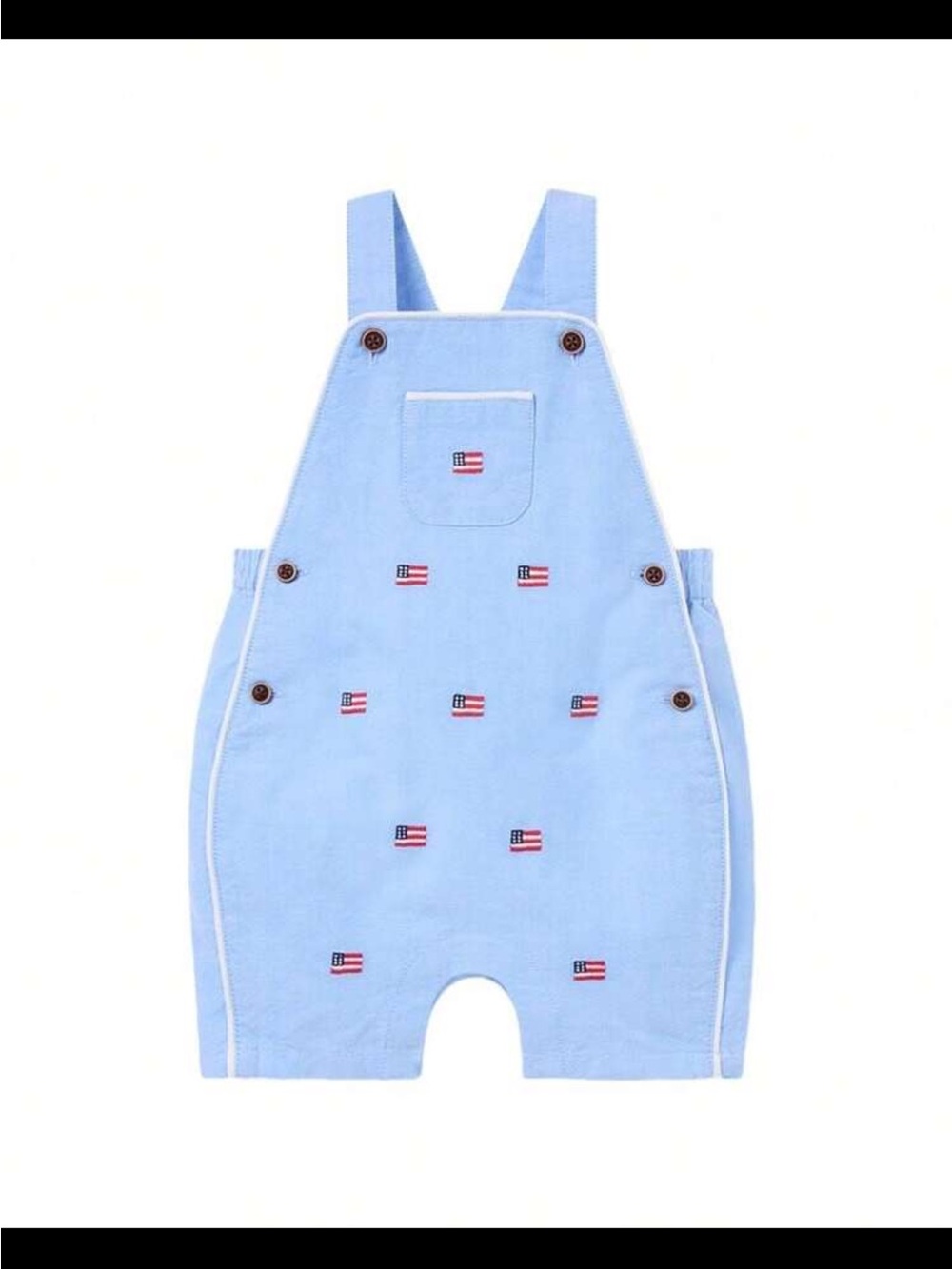 NWT Janie Jack American flag romper outfit Embroidered Oxford Overall 6-12 mo